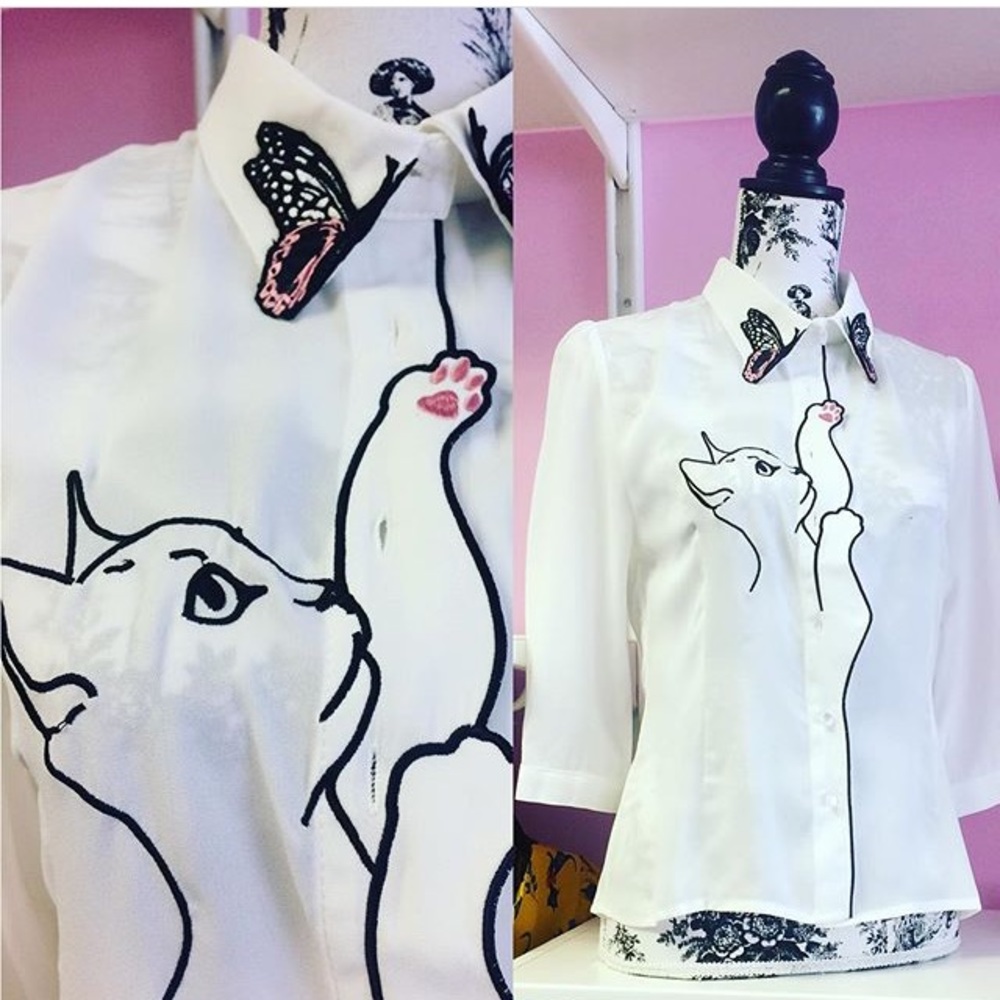 💖Pin up retro vintage style Kitty blouse💖